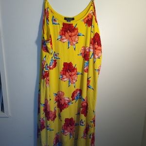 Chain Shoulder Floral Print Swing Dress